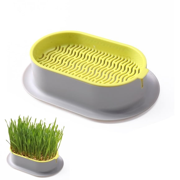 TFixol Bac de Plantation Hydroponique pour Herbe à Chat - Kit de Jardinage Intérieur Sans Sol pour Chats et Chiens, Aucune Semence Incluse, Changement d'Eau et Tondage Faciles, Conception en Plastique ABS Durable, Parfait pour la Déco de la Maison et la Santé des Animaux.