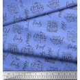thumbnail image 3 of Soimoi Blue Moss Georgette Fabric Merry Christmas Text Print Fabric by Yard 42 Inch Wide, 3 of 5