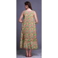 thumbnail image 4 of Bimba Beige Verdâtre2 Floral Plumeria & Mi-Mollet Vêtement de Nuit Femme Coton Imprimé Sans Manches Robe de Nuit Maxi Taille Medium, 4 of 6
