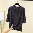 thumbnail image 2 of Timegard Hauts pour Femmes Col Rond Manches 3/4 Blouse Ample Confortable Décontractée Couleur Unie Pyjama T-Shirt Hauts, 2 of 6
