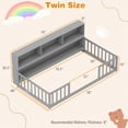 thumbnail image 3 of Costway Twin Size Montessori Floor Bed with Bookcase Storage Shelves & Safety Fence Rails Gray, 3 of 10