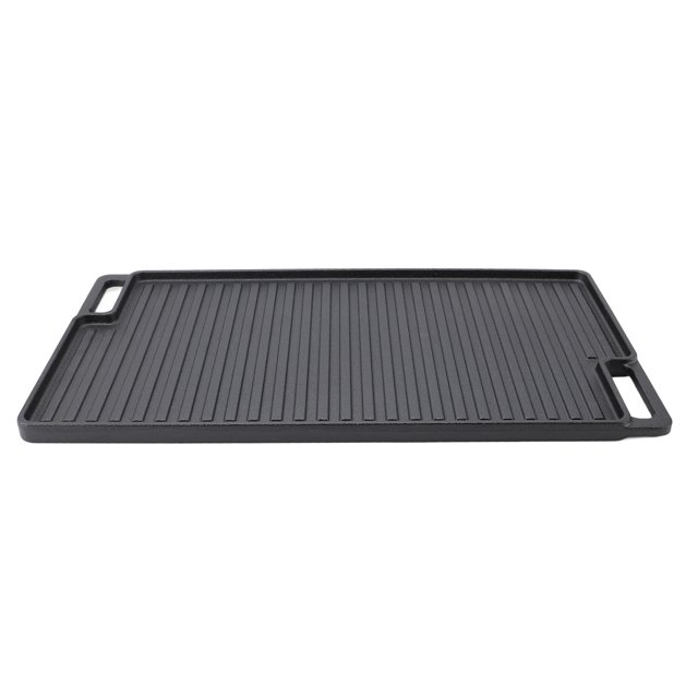 Plaque de Cuisson Rectangulaire en Fonte, Plaque de Cuisson Réversible avec Poignées Creuses pour l'Intérieur