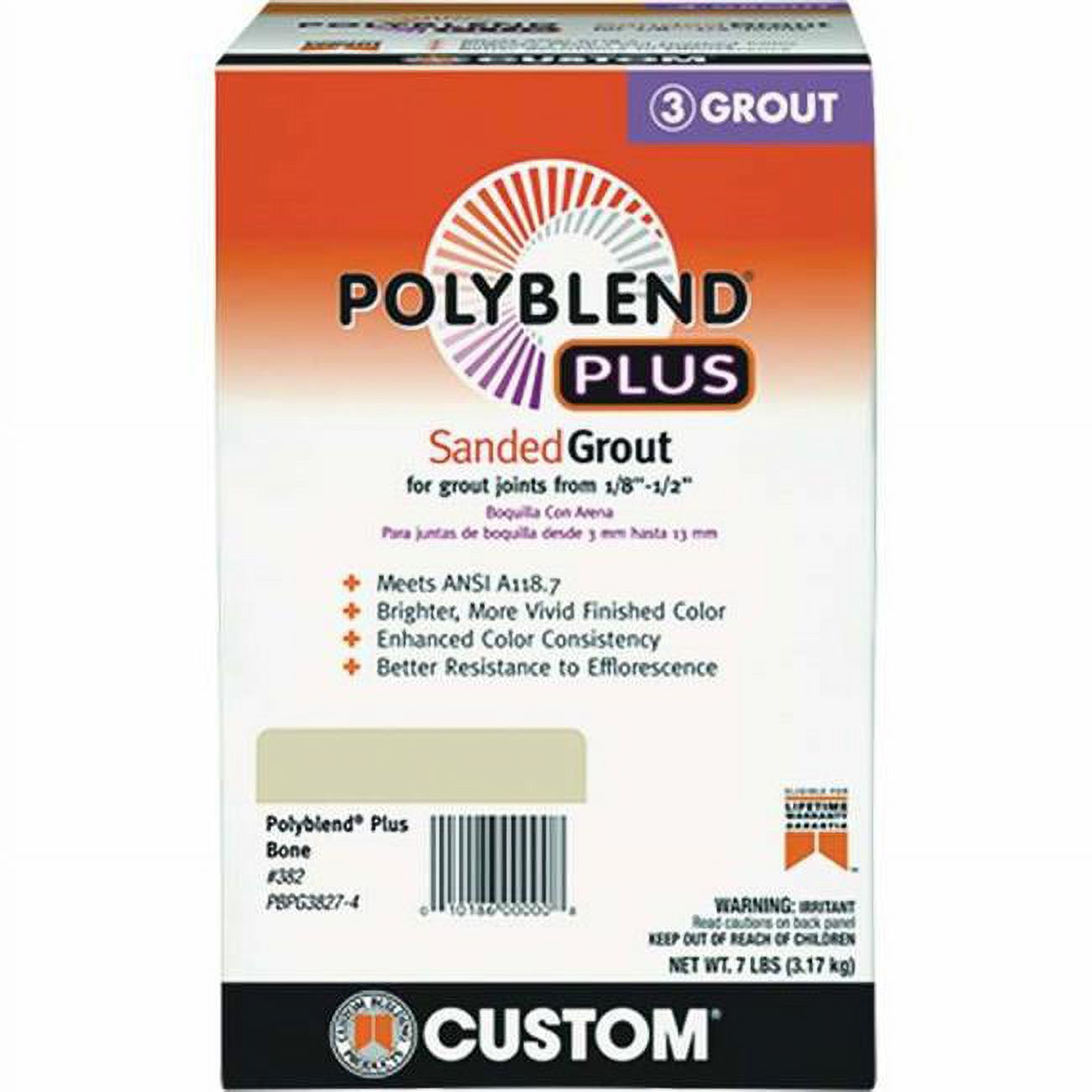 Custom Building Products 104001 Coulis de 7 Lb en Polyblend Blanc Éclatant Plus Poncé