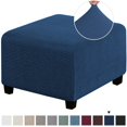 thumbnail image 1 of LNGOOR 3 Tailles Carré Jacquard Durable Housse Extensible Personnalisée pour Repose-Pieds Ottoman Tabouret de Rangement Pliant Protecteur de Meuble Housse (Gris Pâle S), 1 of 7