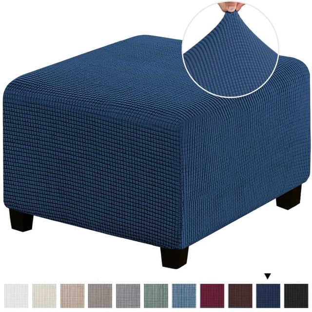 LNGOOR 3 Tailles Carré Jacquard Durable Housse Extensible Personnalisée pour Repose-Pieds Ottoman Tabouret de Rangement Pliant Protecteur de Meuble Housse (Gris Pâle S)