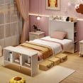 thumbnail image 4 of Costway Twin Size Bed Frame with Storage Headboard & Footboard LED Bed Frame with 2 USB Ports, 4 of 10