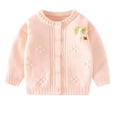 thumbnail image 1 of Toddler Girl Sweater Bow Solid Color Baby Knitted Sweater Cardigan Pinks 3 Months, 1 of 8