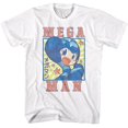 thumbnail image 1 of Mega Man Square And Stars White Adult T-Shirt, 1 of 2