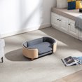 thumbnail image 2 of KOSSMAI Nature Solid Wood Velvet Padding Rocky Natural Wood 27 Inch Long Small Pet Bed Sofa, 2 of 5