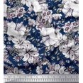 thumbnail image 1 of Soimoi Modal Satin Fabric Leaves & Flower Floral Decor Fabric Printed Yard 42 Inch Wide, 1 of 3