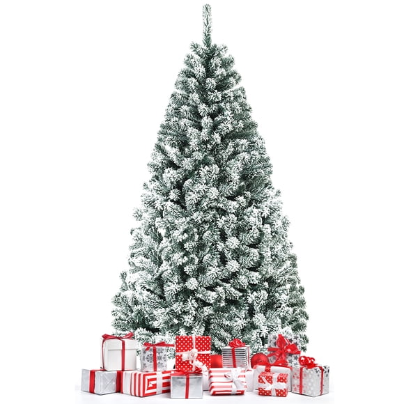 Patiojoy Arbre de Noël Artificiel Articulé de 6 Pieds Non Éclairé avec Support en Métal, Flocage de Neige de Qualité Supérieure