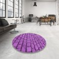 thumbnail image 4 of Ahgly Tapis Rond Lavable en Machine Intérieur Transitionnel Orchidée Foncée Violet, 4 Pieds Rond, 4 of 7