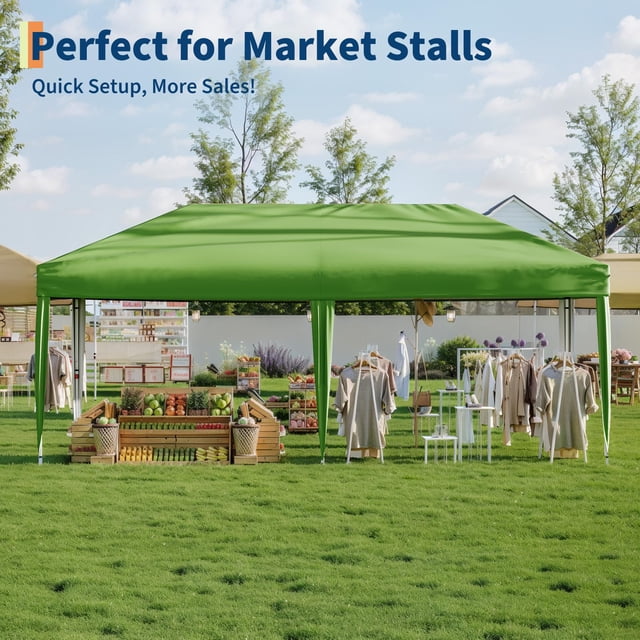 AKDSteel 10x20 Pop Up Canopy, Outdoor Beach Tent With One Push Setup, Upf 50+ Waterproof Sun Shade For Events And Camping