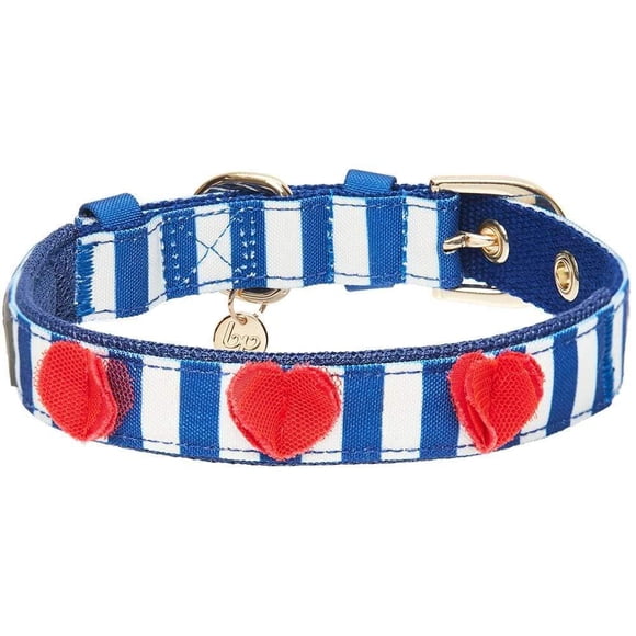 Blueberry Pet 4 Patterns Bon Voyage Sea Lover Adjustable Dog Collar in Chunky Nautical Blue Stripes Neck 17-20.5"" for Large Breed