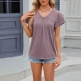 thumbnail image 4 of AherBiu Summer Tops for Women V Neck Cap Sleeve Comfy Ruched Casual Loose Solid Color Shirts Blouse, 4 of 7