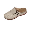 thumbnail image 1 of Sabots pour Femmes Mules à Enfiler Bout Fermé Sabot Boucle Décor Ajouré Respirant Confortable Mule Compensée Blanc, 1 of 9