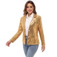 thumbnail image 2 of Women's Evening Sparkle Sequins Open Front Long Sleeve Blazer Jacket, 2 of 5