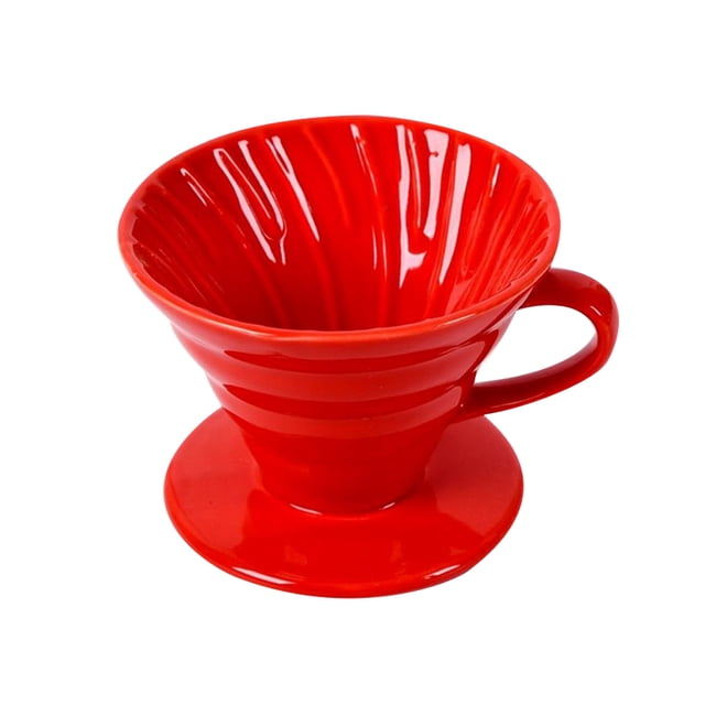 Ceramics Coffeepot Handmade Coffee Maker Creative Coffee Kettle Practical Coffee Filter Cup for Home Office (Red, 1-4 Cups)