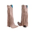 thumbnail image 4 of B91xZ Bottes de Cowboy pour Femmes Mode Fermeture Éclair Grande Boucle Talon Plat Mi-Mollet Bout Rond, Kaki 8, 4 of 5