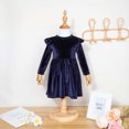 thumbnail image 4 of LSLJS Infant Toddler Girls Solid Color Single Sided Velvet Lace Long Sleeves Ruched Dress, Baby Outfits, 4 of 5