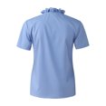 thumbnail image 4 of Women's Casual Solid Color Ruffle Collar Long Sleeve Ruffle Shirt Blouse V Neck Short Sleeve Shirt Tops, 4 of 7