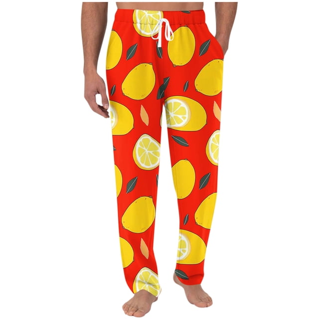Pisexur Sweatpants for Men High-end Fabric Work Pants for Men,Men Printing Elastic Waist Draw Rope Pocket Full Length Pants Red,S