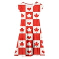 thumbnail image 4 of Robes pour Petites Filles Enfant Tout-Petits Filles Fête du Canada Feuille d'Érable Drapeau Imprimé Manches Volantées Robe Florale Robes pour Bébé Rouge 14 Ans-15 Ans, 4 of 5