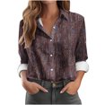 thumbnail image 2 of Wensltd Button Down Shirts for Women Dressy Floral Printed Long Sleeve Blouse, 2 of 4