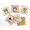 thumbnail image 2 of Inkdotpot Ensemble de 6 sous-Verres à Boisson Faciles à Nettoyer Base en Liège Carrée de 4 Pouces - Réutilisable - Animaux pour Bébé, 2 of 8