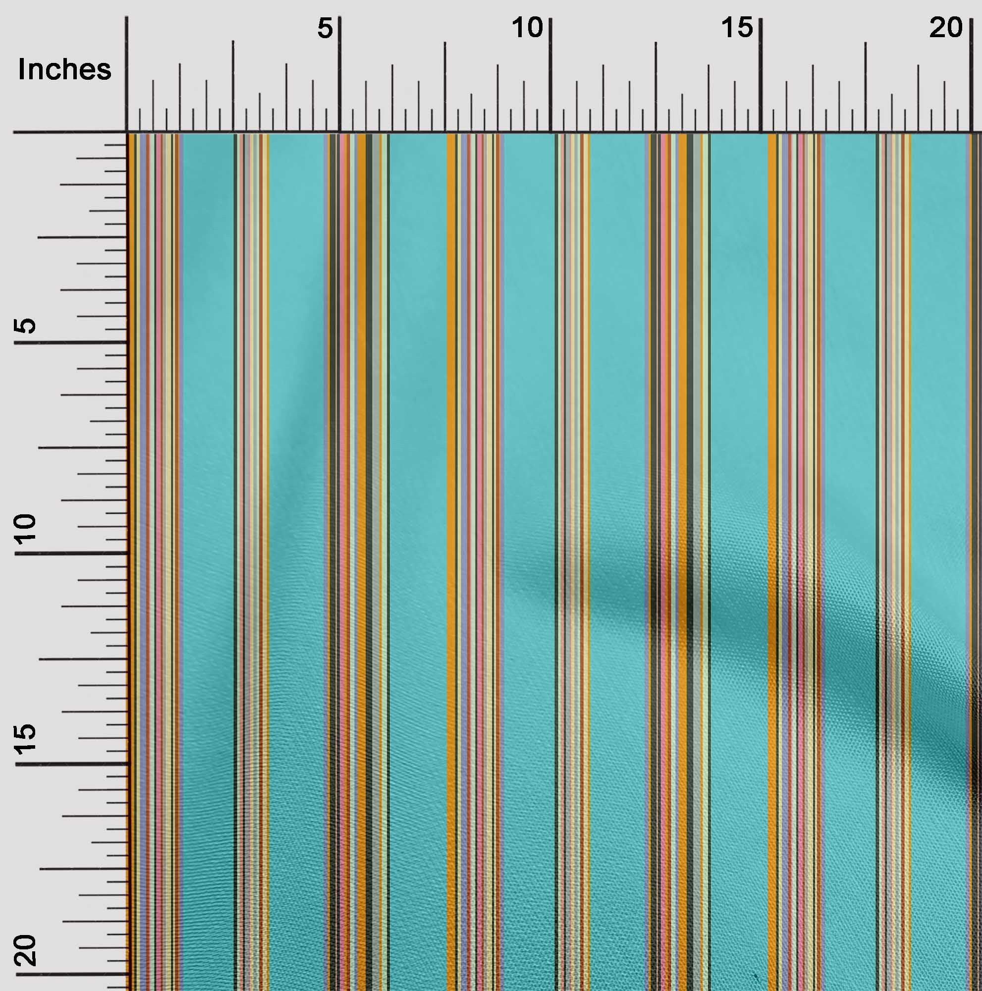 oneOone Tissu en Coton Flex Multicolore Rayé Imprimé Tissu d'Artisanat BTY 40 Pouces de Large