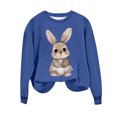 thumbnail image 4 of Penkiiy Chemises de Pâques pour Femmes 2024 Manches Longues Mignon Lapin Col Rond Chandail en Molleton Graphique Lapin Décontracté Été Blouse Tunique Hauts TG Bleu, 4 of 6