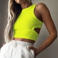 thumbnail image 2 of Chbgutlmr Crop Tops for Women Crewneck Ribbed Sleeveless Solid Color Cutout Going out Tops Summer Fashion, 2 of 8