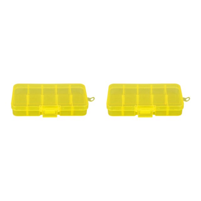 Thinsony 10 Grid Plastic Jewelry Removable Storage Box Beads Container Earring Yellow 12.8x6.5x2.2cm 2Set