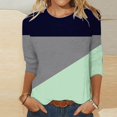 thumbnail image 2 of FAIWAD Women's 3/5 Sleeve Tunic Tops Round Neck Color Block Basic Loose Tops Casual Trendy Spring Summer Tops, 2 of 5