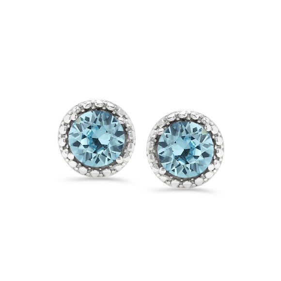 Swarovski Earrings, March Birthstone Aquamarine Color Swarovski Stud Earrings for Women, Swarovski Crystal Earring Studs with Certificate and Warranty, Hypoallergenic Stud Earrings