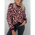 thumbnail image 4 of Honganda Pull Ample d'Automne pour Femmes Motif Léopard Manches Longues Tricot, 4 of 9