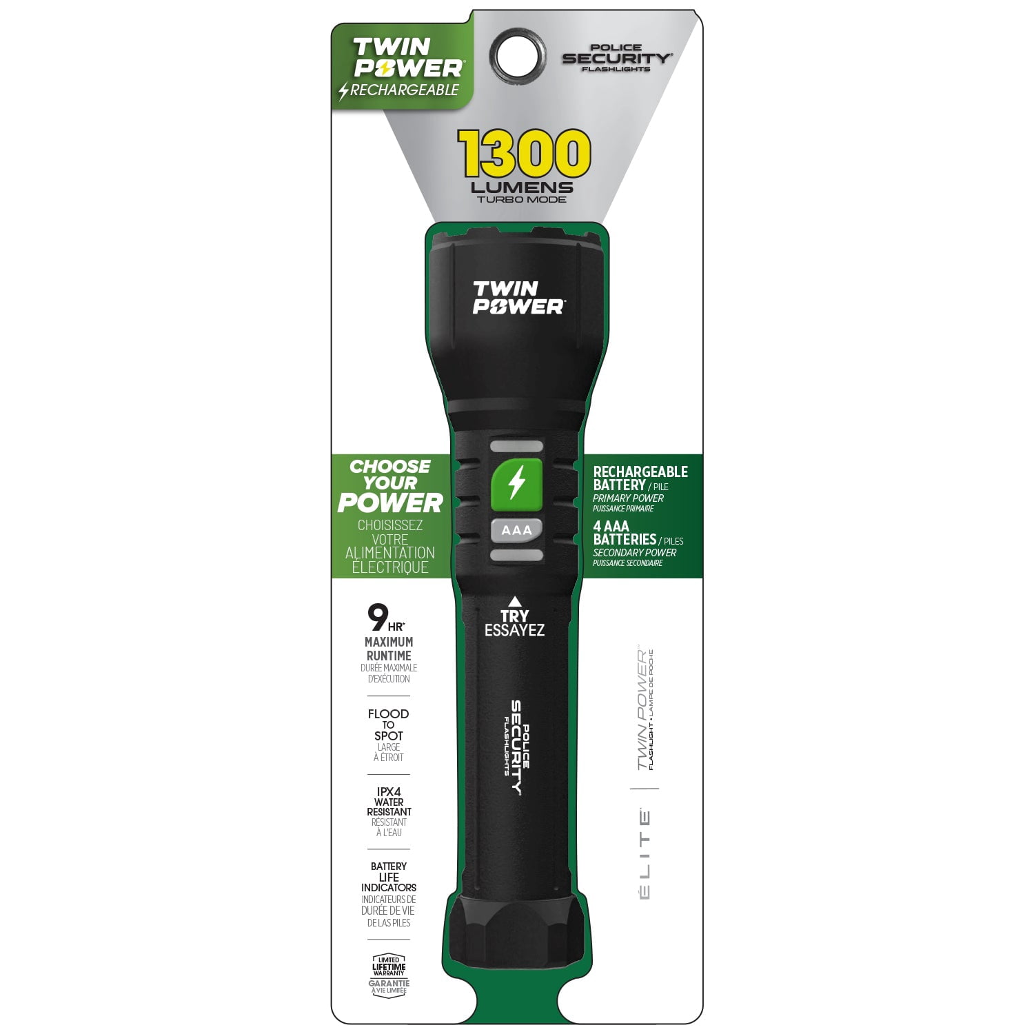 POLICE SECURITY LAMPE DE POCHE TWIN POWER 1300 LUMEN