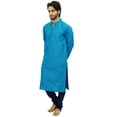 thumbnail image 4 of Atasi Ethnic Men's Kurta Pyjama Set Blue Bollywood Designer Shirt-Small, 4 of 7