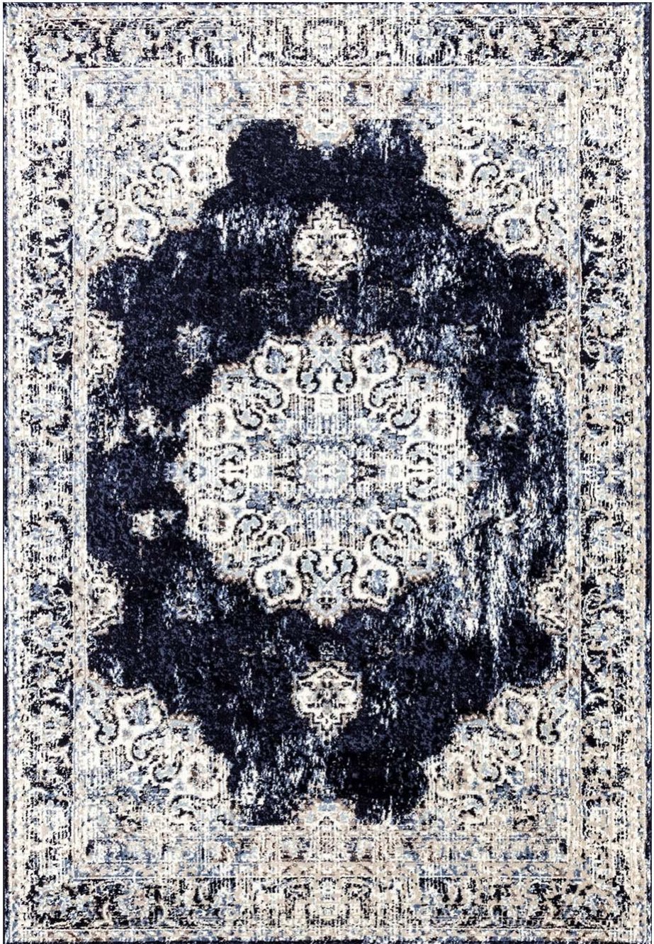 Florence Navy Ivory Traditional Area Rug 7'10" x 10'6"
