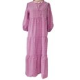 thumbnail image 4 of RKSTN Robes pour Femme Robe à Imprimé Floral à Manches Bouffantes Grande Taille Robe à Manches Courtes à Col en V Fluide Robe Maxi de Soirée, 4 of 6