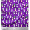 thumbnail image 1 of Soimoi Violet Moss Tissu Georgette Tissu Imprimé Feuilles de Cactus au Mètre 42 Pouces de Large, 1 of 3