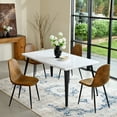 thumbnail image 1 of Homy Casa 63 inch Modern Dining Set, Dining Table with 4 Chairs, Beige Fabric, 1 of 10