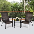 thumbnail image 1 of Costway 3 PCS Patio Rattan Bistro Set High Backrest Armrest SideTable Mix Brown, 1 of 10