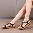 thumbnail image 4 of Tranfacy Summer Shoes,Womens Sandals,Women Large Bohemian Elastic Rhinestone Flower Roman Sandals, 4 of 4
