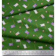 thumbnail image 3 of Soimoi Green Poly Georgette Fabric Anchor Hook & Small Country Flag Print Fabric by Yard 42 Inch Wide, 3 of 3