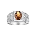 thumbnail image 1 of RYLOS Men's Rings Sterling Silver Designer Nugget Ring Oval 9X7MM Gemstone & Diamonds  Smoky Quartz June Birthstone Rings For Man Size 9, 1 of 7
