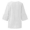 thumbnail image 5 of Dealovy Plus Size Shirts for Women 3/4 Sleeve Notch V Neck Cotton Linen Tops Summer Solid Color Tees, 5 of 5