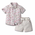thumbnail image 2 of Birdeem Ensemble d'Été pour Enfants Garçons Chemise à Manches Courtes avec Cravate, 2 of 3