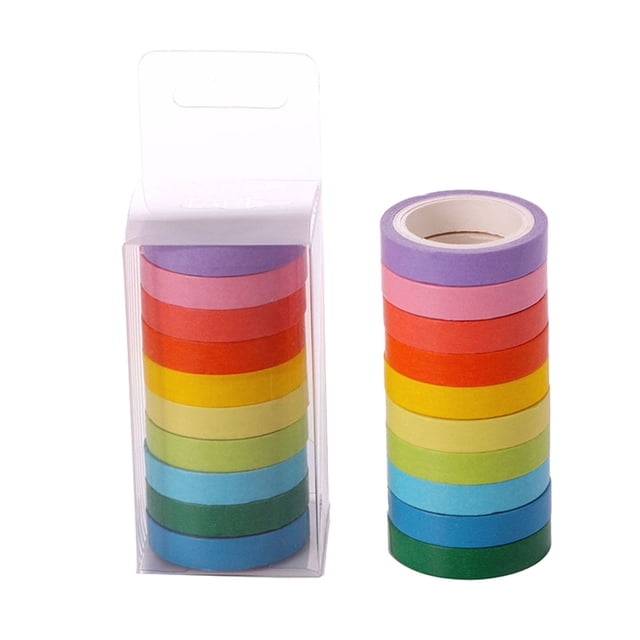 10 Rouleaux de Ruban de Masquage Coloré, Ensemble de Ruban Washi Pastel Arc-en-Ciel, Rubans Washi Colorés 10 mm Inscriptibles pour Peinture, Design de Scrapbooking DIY, Largeur 0,39 Pouces