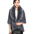 thumbnail image 1 of LinYooLi Women's Faux Fur Collar Shawl Wrap Fashionable Solid Color Poncho Cape Open Front Cardigan for Fall Winter 2022, 1 of 4